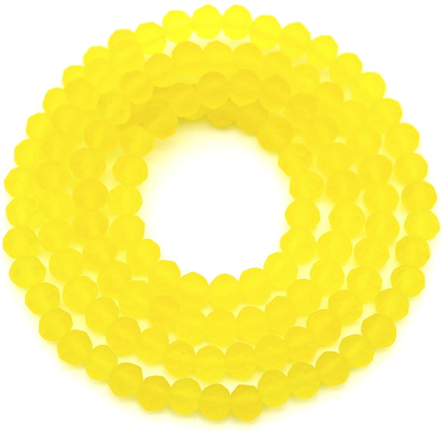 Approx. 16" Strand 4x3mm Crystal Faceted Rondelle Beads, Matte Golden Yellow