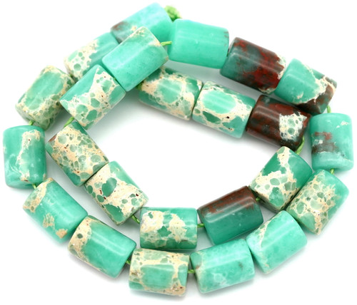 7.5" Strand - 8x6mm Aqua Terra "Jasper" (Man-Made) Cylinder Gemstone Beads, Green
