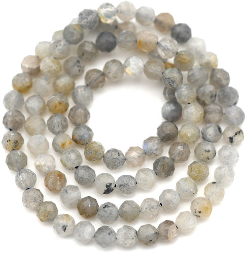 Approx. 15.5" Strand 4mm Labradorite Faceted Round Beads