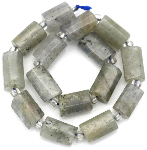 Approx. 7" Strand 10x7mm Labradorite Gently-Faceted Cylinder Beads