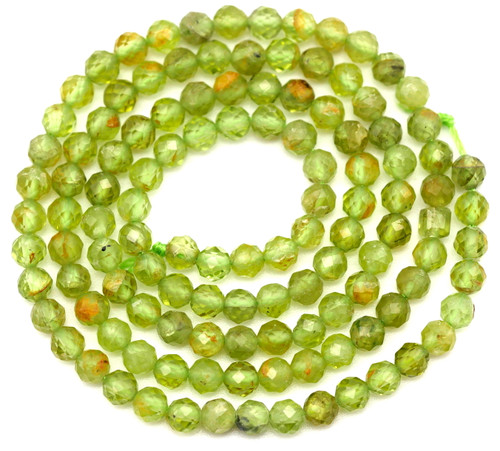 Approx. 15" Strand 3.5mm Peridot Finely-Faceted Round Beads
