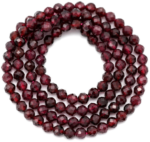 Approx. 15" Strand 3mm to 3.5mm Garnet Micro-Faceted Round Beads