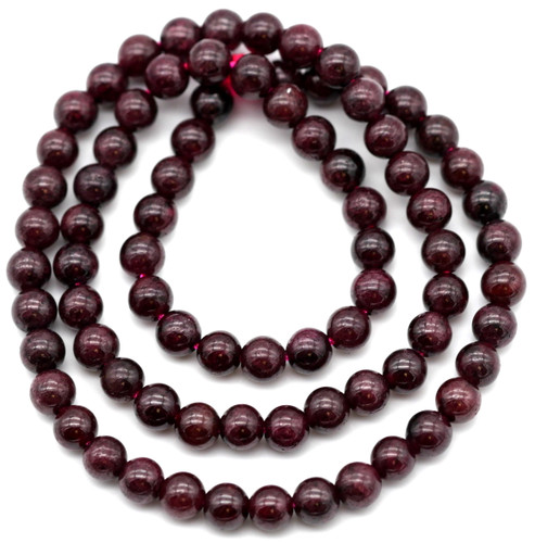 Approx. 15" Strand 5mm Garnet (Dyed) Round Beads 