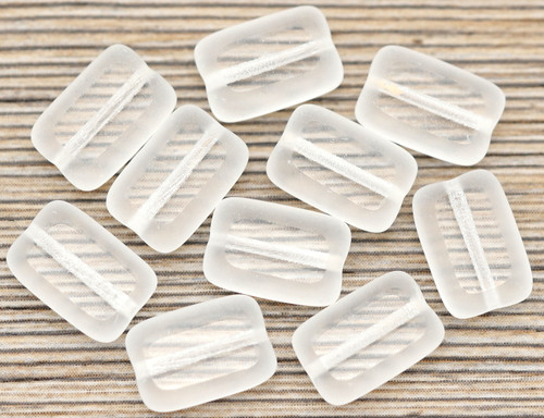 10pc 12x8mm Czech Table-Cut Glass Rectangle Beads, Crystal 