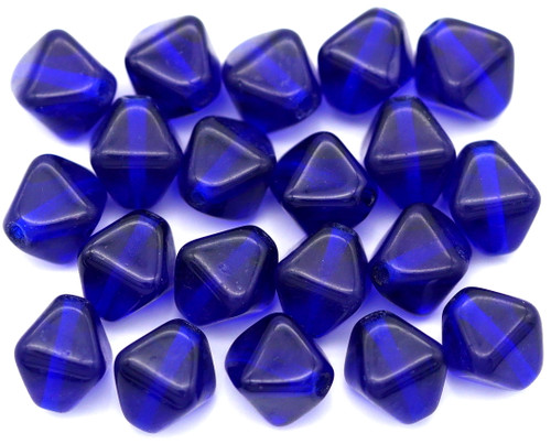 20pc 8mm Czech Pressed Glass Bicone Beads, Dark Sapphire