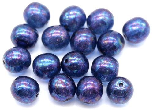 16pc 8mm Czech Pressed Glass Druk Round Beads, Crystal Nebula