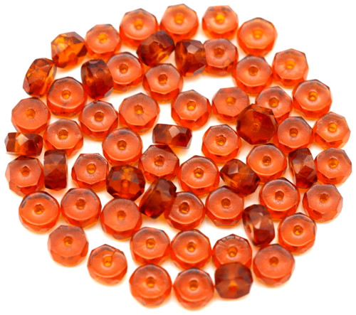 10-Gram Bag (About 55pc) 6x3mm Czech Fire-Polished Glass Faceted Rondelle Beads, Dark Topaz