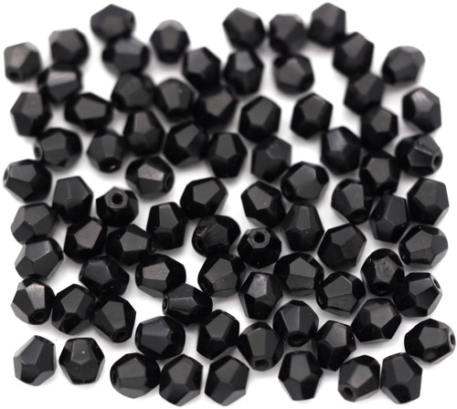 10 Grams (About 72pc) 5mm Czech Fire-Polished Glass Faceted Bicone Beads, Jet