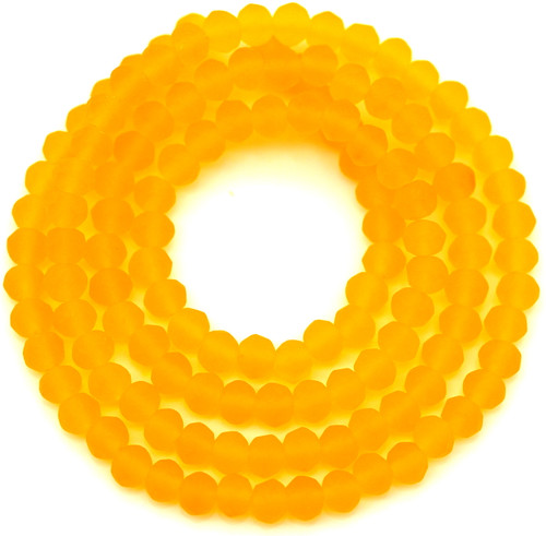 Approx. 16" Strand 4x3mm Crystal Faceted Rondelle Beads, Matte Golden Orange