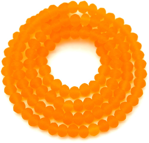 Approx. 16" Strand 4x3mm Crystal Faceted Rondelle Beads, Matte Tangerine