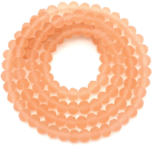 Approx. 16" Strand 4x3mm Crystal Faceted Rondelle Beads, Matte Vintage Rose