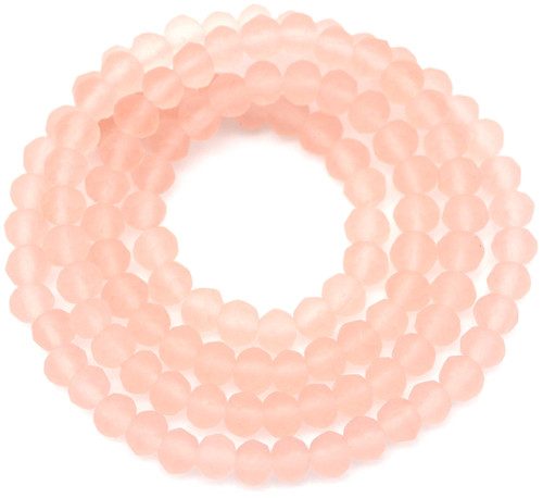 Approx. 16" Strand 4x3mm Crystal Faceted Rondelle Beads, Matte Rosaline