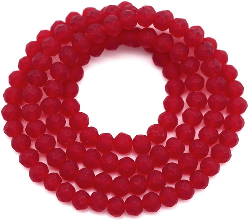 Approx. 16" Strand 4x3mm Crystal Faceted Rondelle Beads, Matte Ruby Red