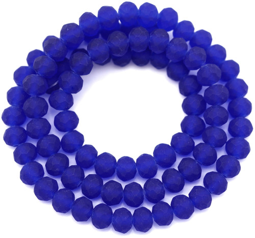 Approx. 16" Strand 6x4mm Crystal Faceted Rondelle Beads, Matte Dark Sapphire