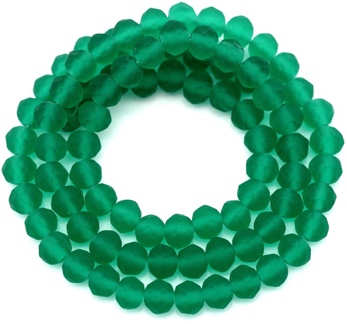 Approx. 16" Strand 6x4mm Crystal Faceted Rondelle Beads, Matte Teal