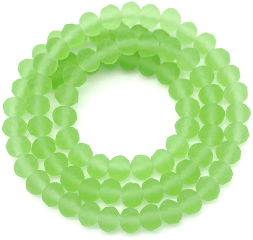 Approx. 16" Strand 6x4mm Crystal Faceted Rondelle Beads, Matte Peridot