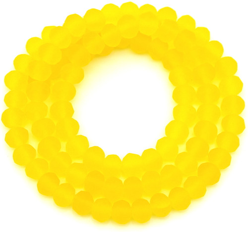 Approx. 16" Strand 6x4mm Crystal Faceted Rondelle Beads, Matte Golden Yellow