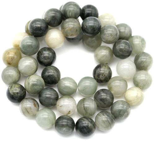 Approx. 15" Strand 8mm Green Line Jasper Round Beads 