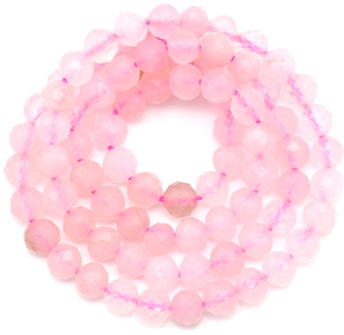 Approx. 15.5" Strand 5mm Faceted Rose Quartz Round Beads