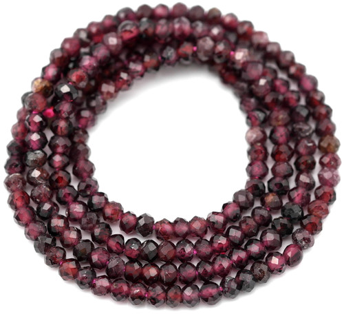 Approx. 15" Strand 3x2mm Garnet Micro-Faceted Rondelle Beads