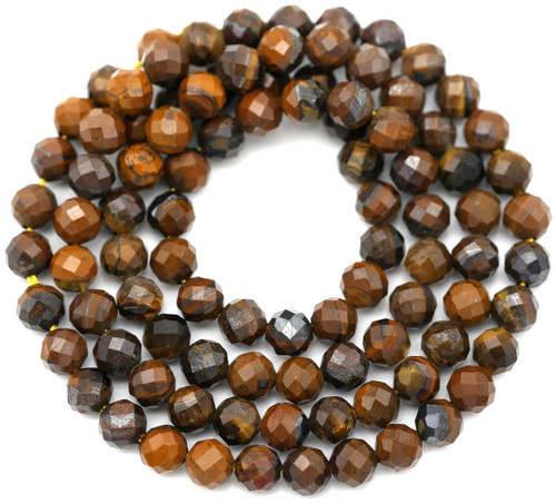 Approx. 15" Strand 4mm Tigereye Faceted Round Beads