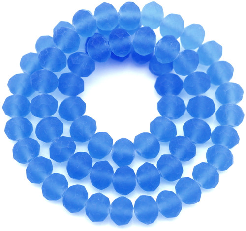 Approx. 15.5" Strand 8x7mm Faceted Rondelle Crystal Beads, Matte Light Sapphire