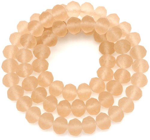 Approx. 15.5" Strand 8x6mm Faceted Rondelle Crystal Beads, Matte Champagne