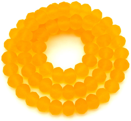 Approx. 15.5" Strand 8x6mm Faceted Rondelle Crystal Beads, Matte Golden Orange