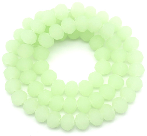 Approx. 16" Strand 8x6mm Crystal Faceted Rondelle Beads, Matte Jade Sea Green