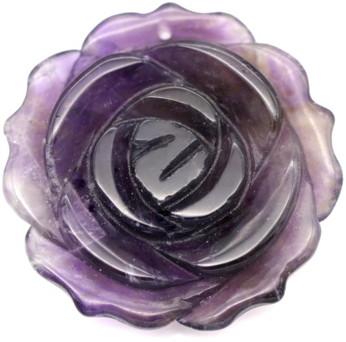 1pc Approx. 34mm Amethyst Hand-Carved Rose Pendant