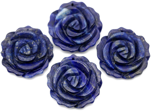 1pc Approx. 34mm Lapis Lazuli (Dyed) Hand-Carved Rose Pendant