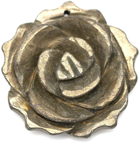 1pc Approx. 34mm Pyrite Hand-Carved Rose Pendant