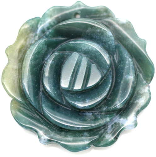 1pc Approx. 34mm Fancy Jasper Hand-Carved Rose Pendant