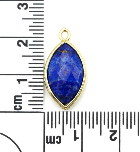 22x12mm Lapis Lazuli (Dyed) & Brass Faceted Marquise Pendant, Gold