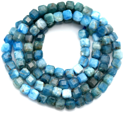 Approx. 15" Strand 4mm Apatite Faceted Cube Bead