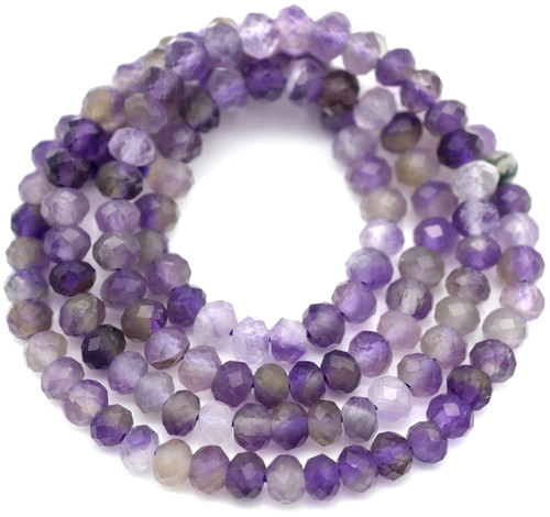 Approx. 15" Strand 4x3mm Amethyst Faceted Rondelle Gemstone Beads