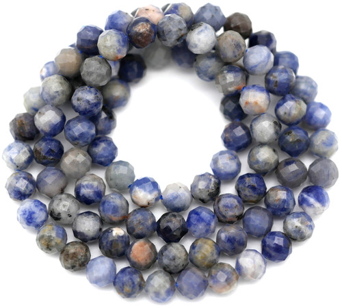 Approx. 15" Strand 4mm Sodalite Micro-Faceted Round Gemstone Beads