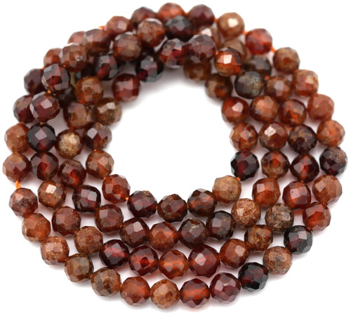 Approx. 15" Strand 4mm Natural Garnet Micro-Faceted Round Gemstone Beads