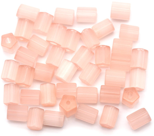 10-Gram Bag (Approx. 40pcs) 6x4mm Vintage Czech Pressed Glass Atlas 5-Point Cylinder Beads, Pink Silk