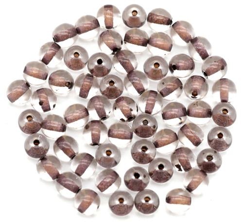 Approx. 10-Gram Bag of 5mm Czech Pressed Glass Druk Round Beads, Crystal w/Rose Lining