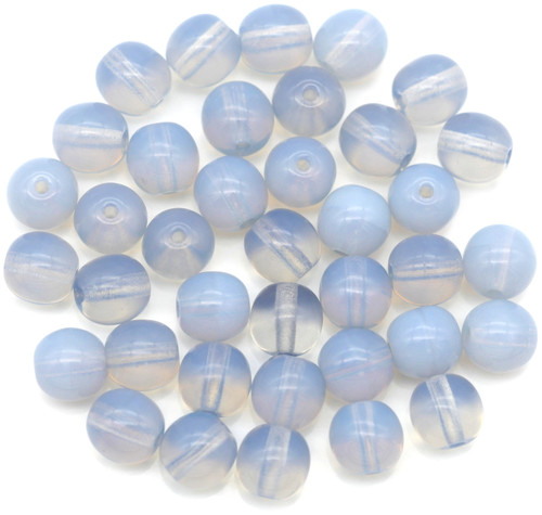 10-Gram Bag (About 35pc) 6mm Czech Druk Round Beads, Ice Blue Opal