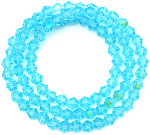 Approx. 13.5" Strand 4mm Crystal Faceted Bicone Beads, Light Aquamarine AB