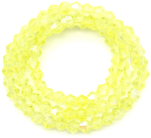 Approx. 13" Strand 4mm Crystal Faceted Bicone Beads, Lemon Chiffon AB