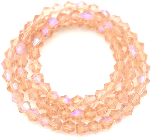 Approx. 13" Strand 4mm Crystal Faceted Bicone Beads, Vintage Rose AB