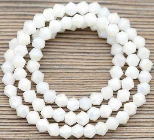 Approx. 13" Strand 4mm Crystal Faceted Bicone Beads, White AB