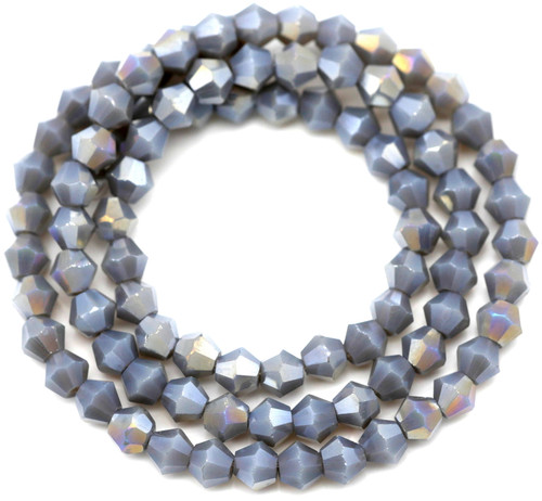 Approx. 13" Strand 4mm Crystal Faceted Bicone Beads, Gray AB