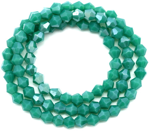 Approx. 13" Strand 4mm Crystal Faceted Bicone Beads, Opaque Teal Shimmer