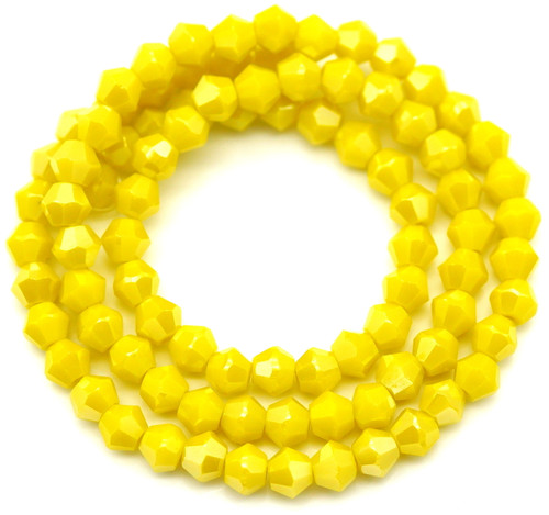 Approx. 13" Strand 4mm Crystal Faceted Bicone Beads, Opaque Lemon Shimmer