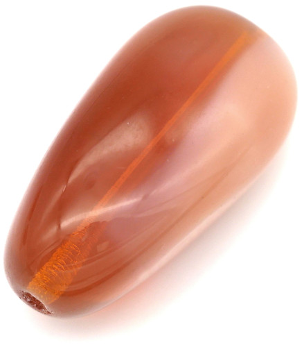 1pc 27x14mm Czech Pressed Glass Pinched Barrel Bead, Peach-Pink Opal (See Photos for Variation)