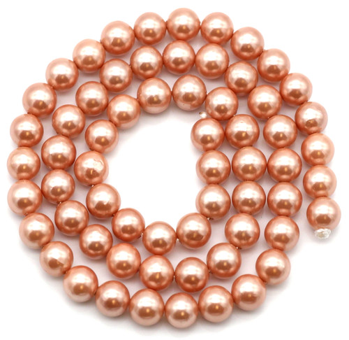 Approx. 15.5" Strand 6mm Shell Pearl Beads, Rose
